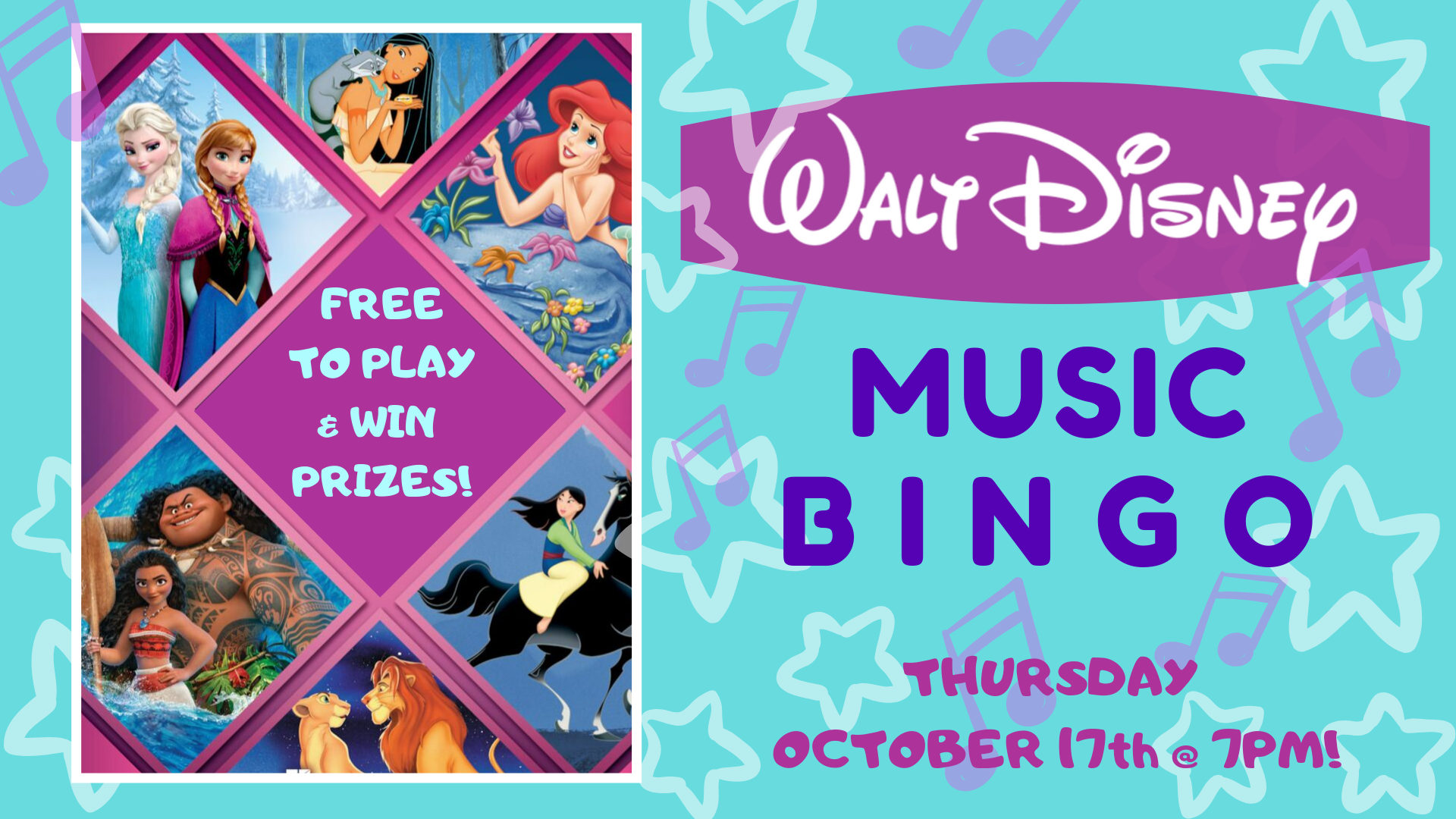 disney MUSIC BINGO! River Grille, Wilkes Barre